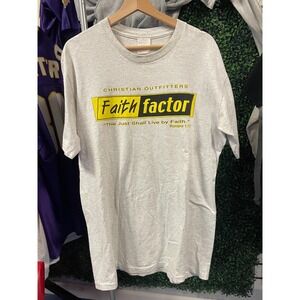 vtg 90s FAITH FACTOR JESUS Tshirt large // church gospel god parody fear factor
